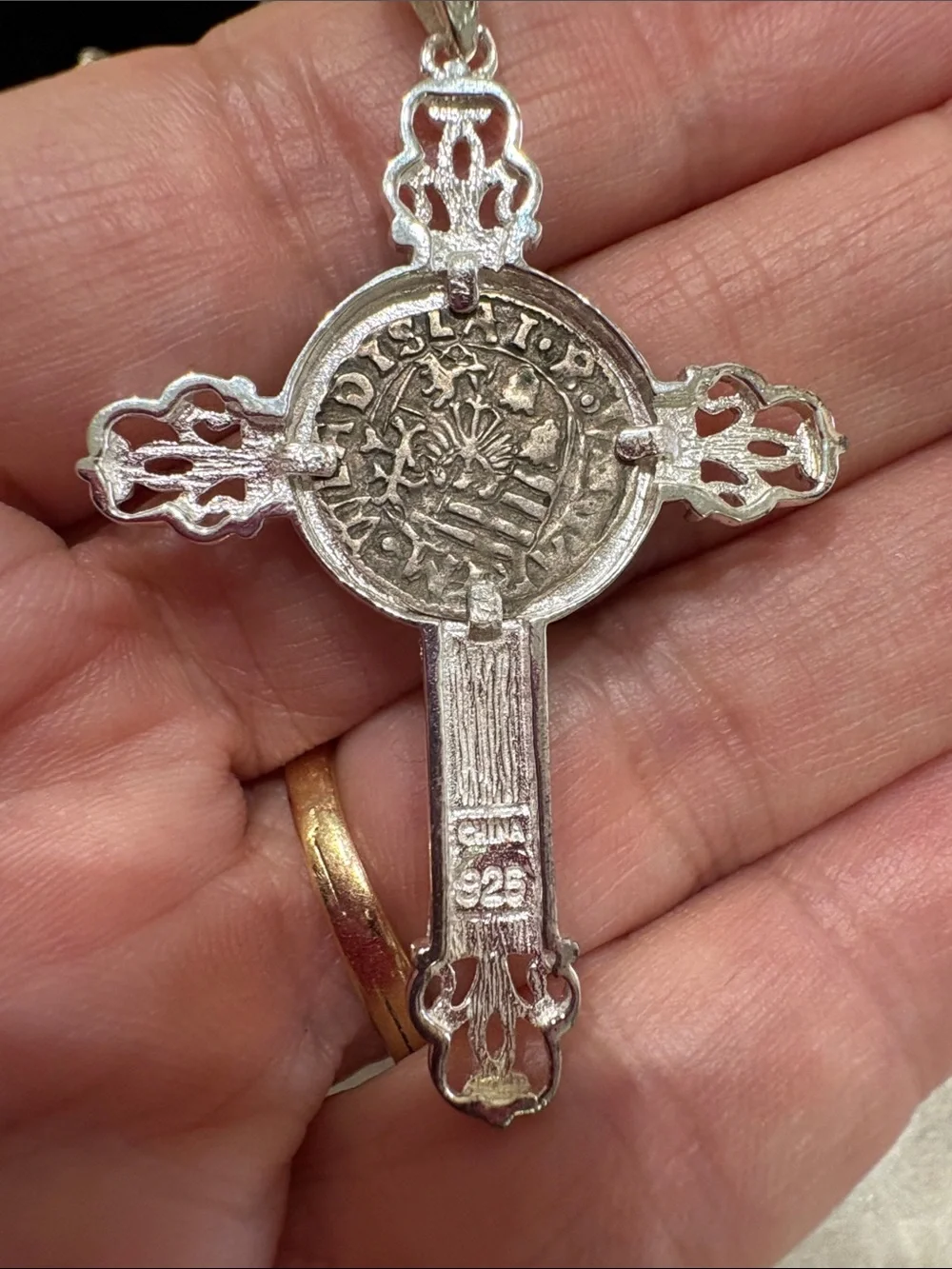 Madonna and child coin/pendant cross by The Morgan Mint - all silver